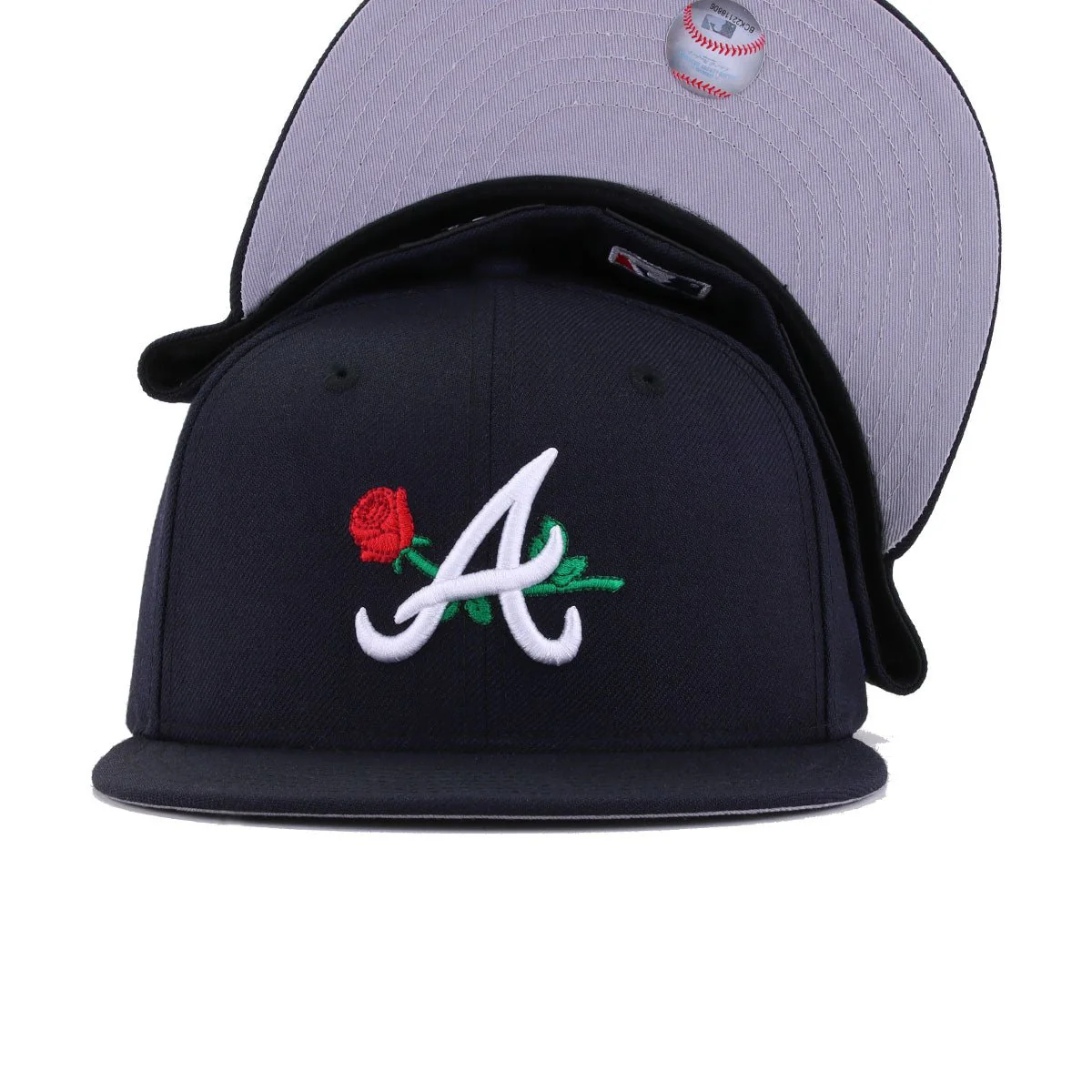 Atlanta Braves Navy Rose New Era 59Fifty Fitted - Image 4