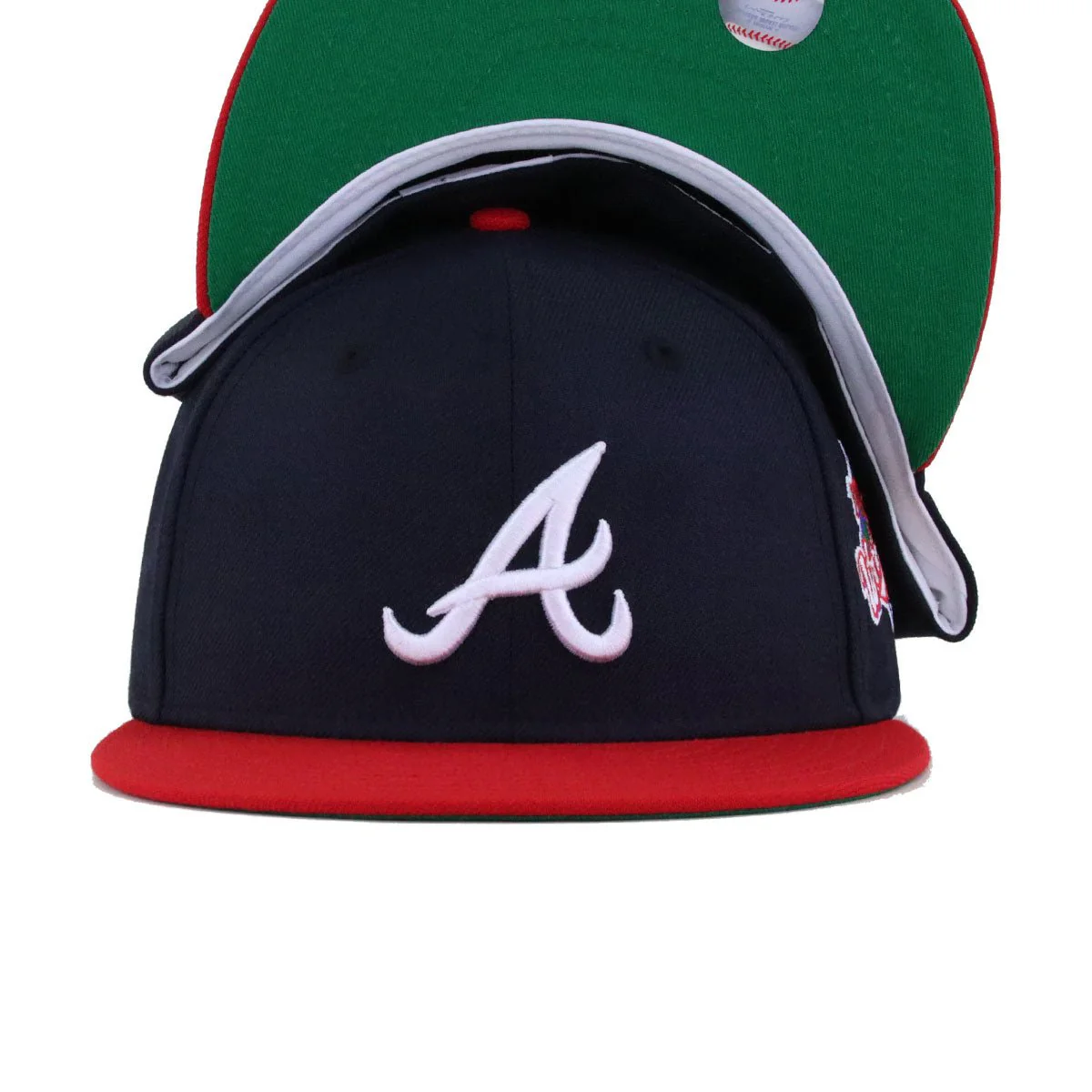 Atlanta Braves Navy Scarlet 1991 World Series Cooperstown Green Bottom New Era 59Fifty Fitted - Image 4