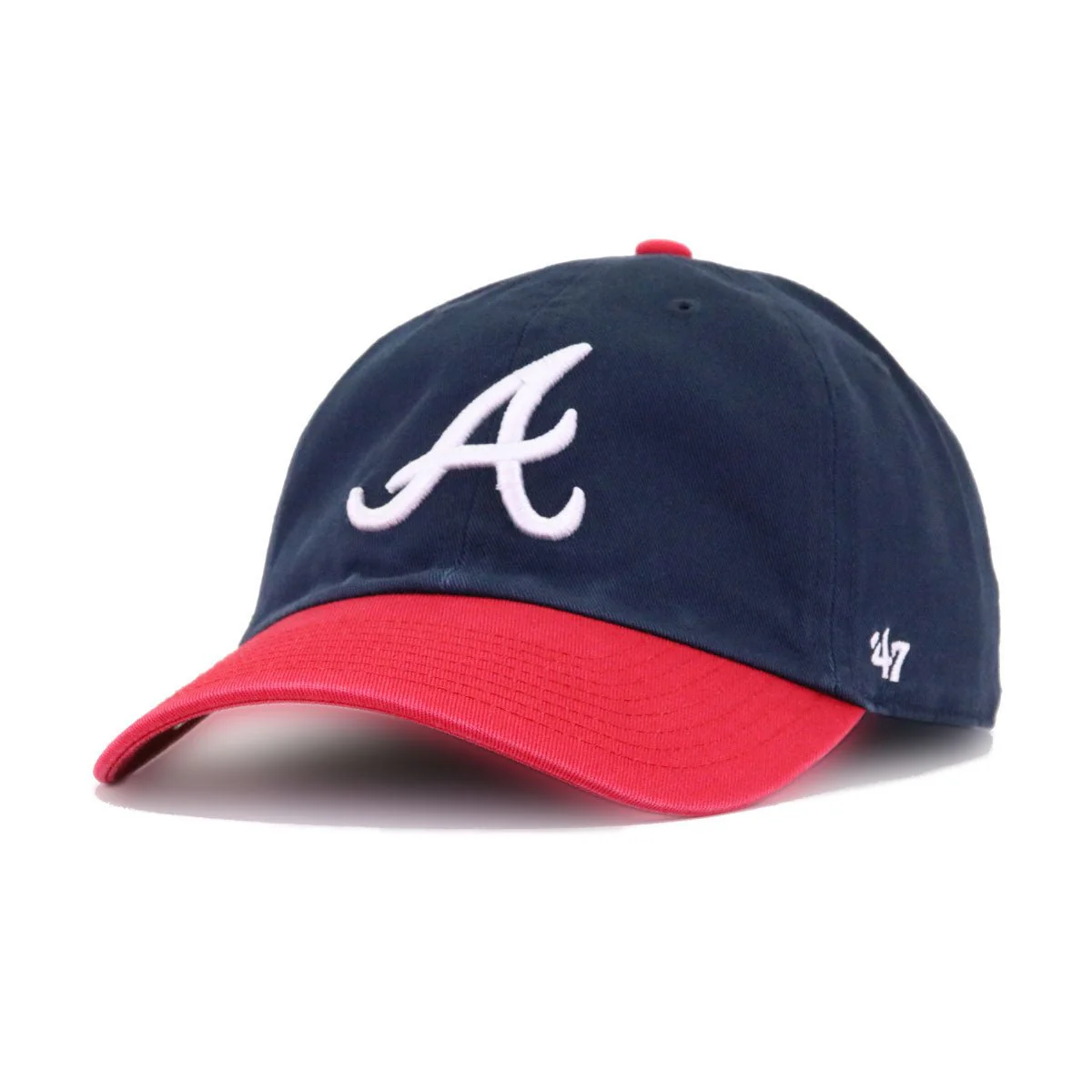 Atlanta Braves Navy Scarlet 47 Brand Clean Up Dad Hat