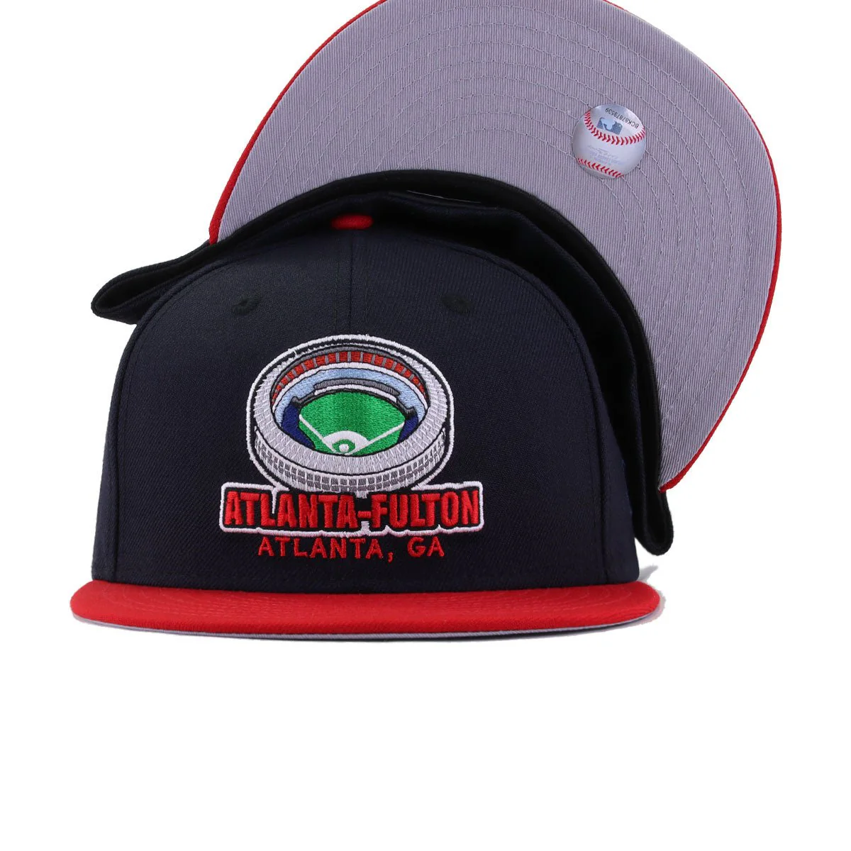 Atlanta Braves Navy Scarlet Atlanta Fulton County Stadium New Era 59Fifty Fitted - Image 4
