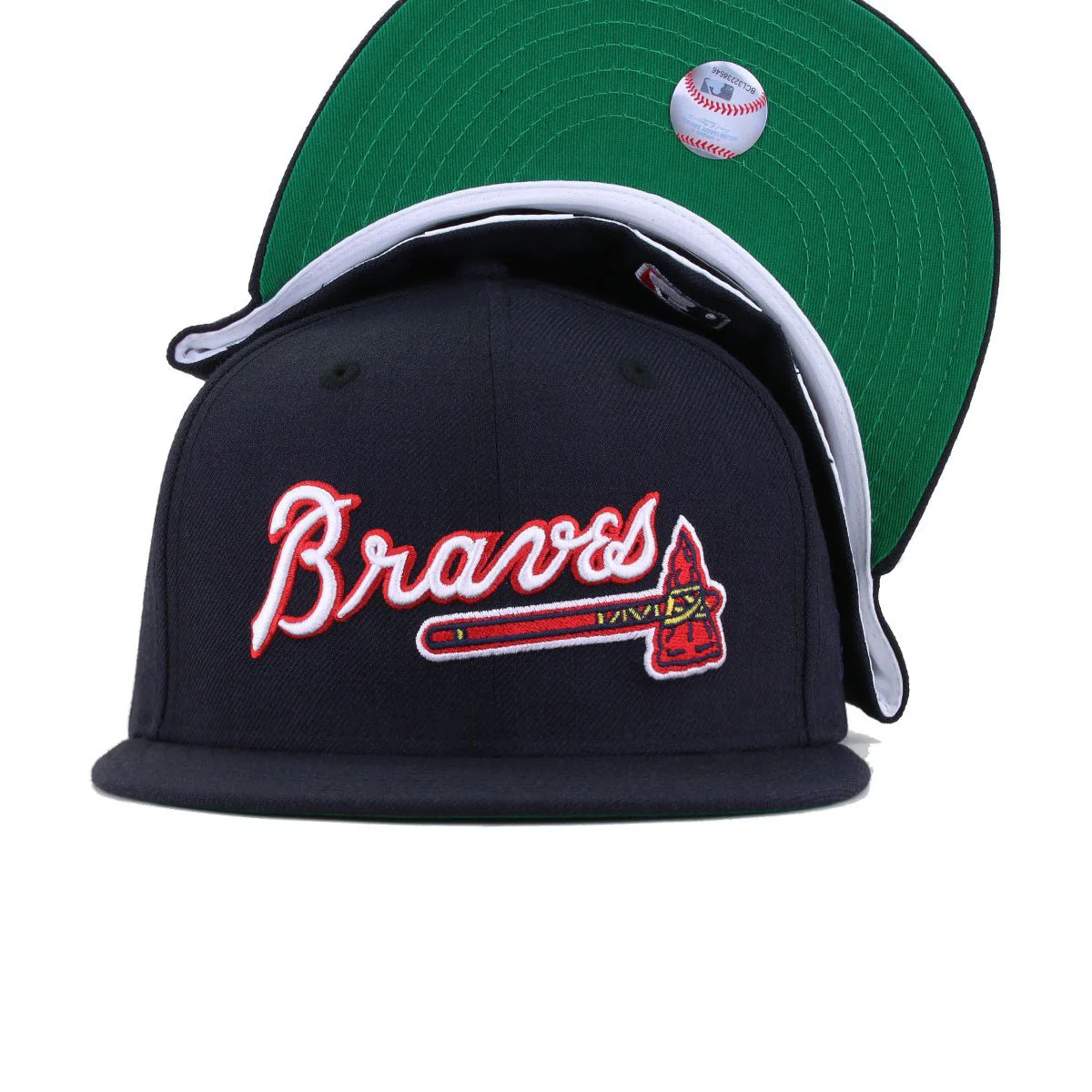 Atlanta Braves Navy Tomahawk Green Bottom New Era 59Fifty Fitted - Image 4