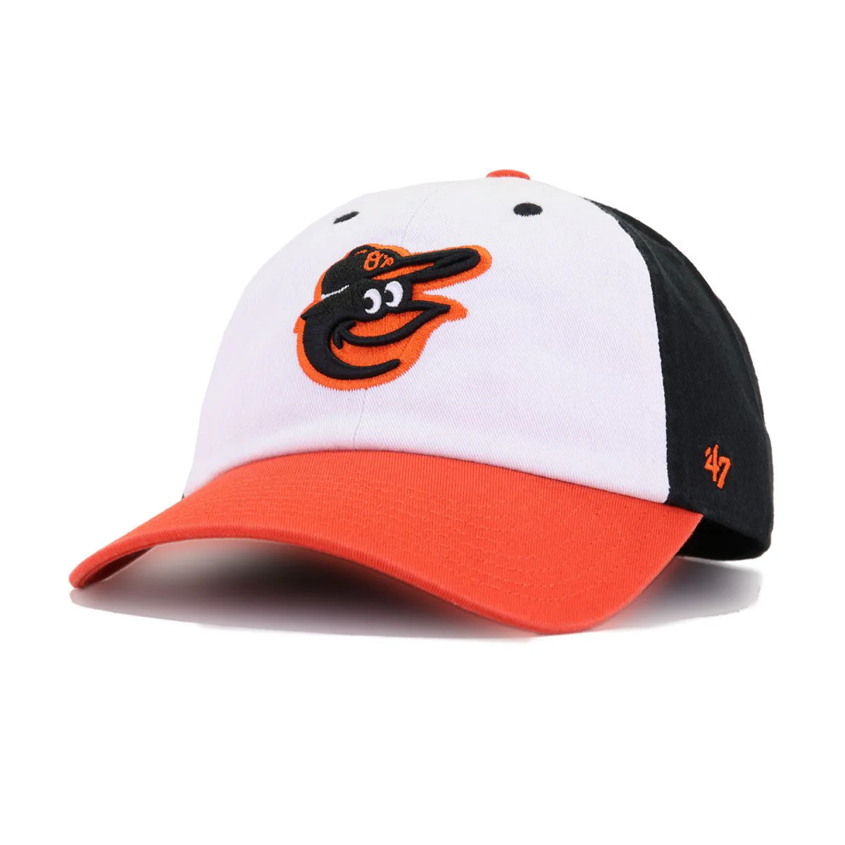 Baltimore Orioles White Black Orange 47 Brand Clean Up Dad Hat