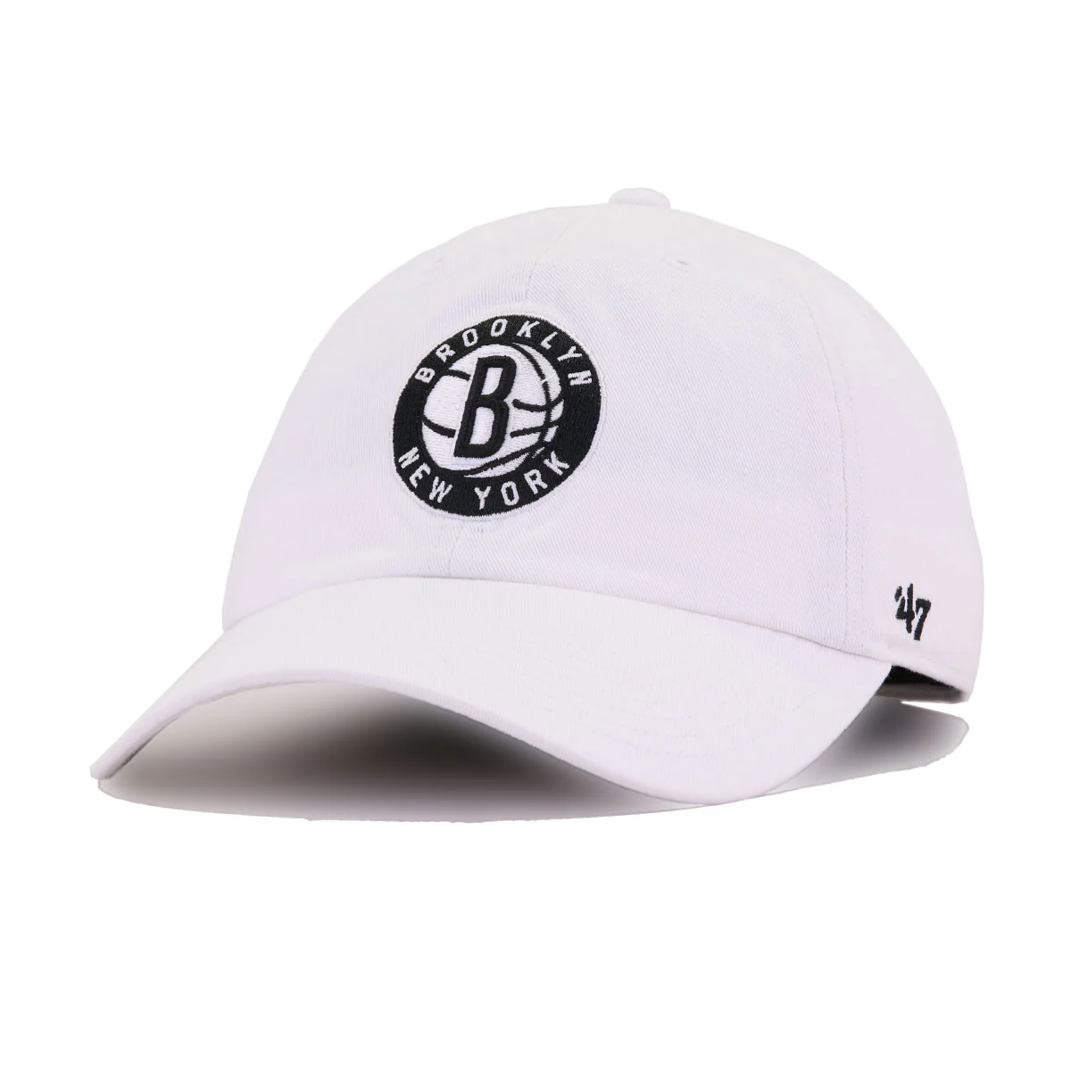 Brooklyn Nets White 47 Brand Clean Up Dad Hat