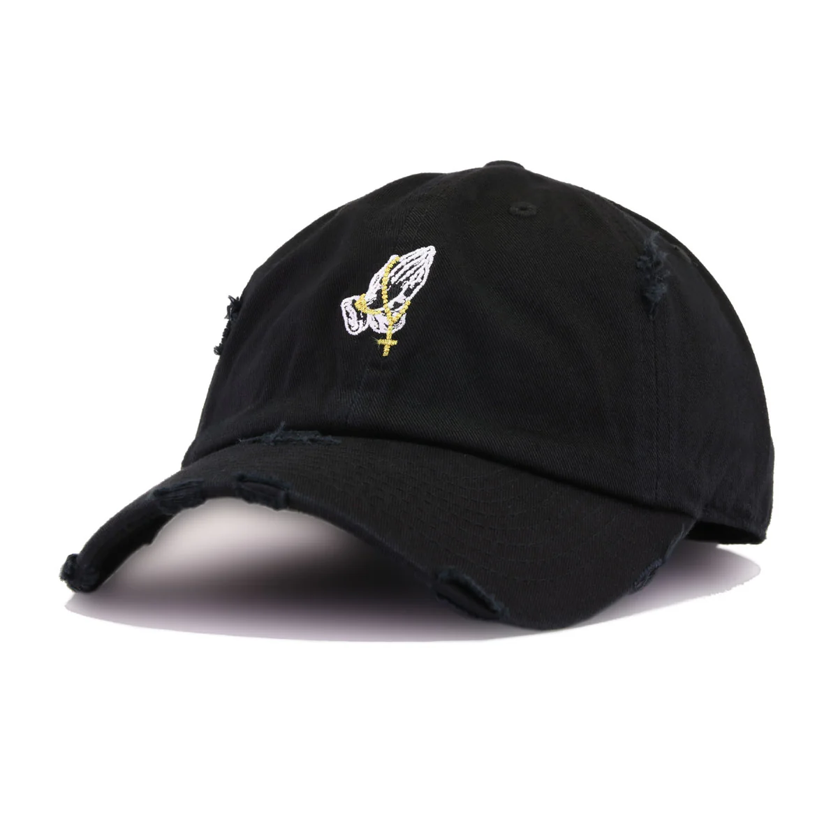Distressed Praying Hands Black KBEthos Vintage Dad Hat