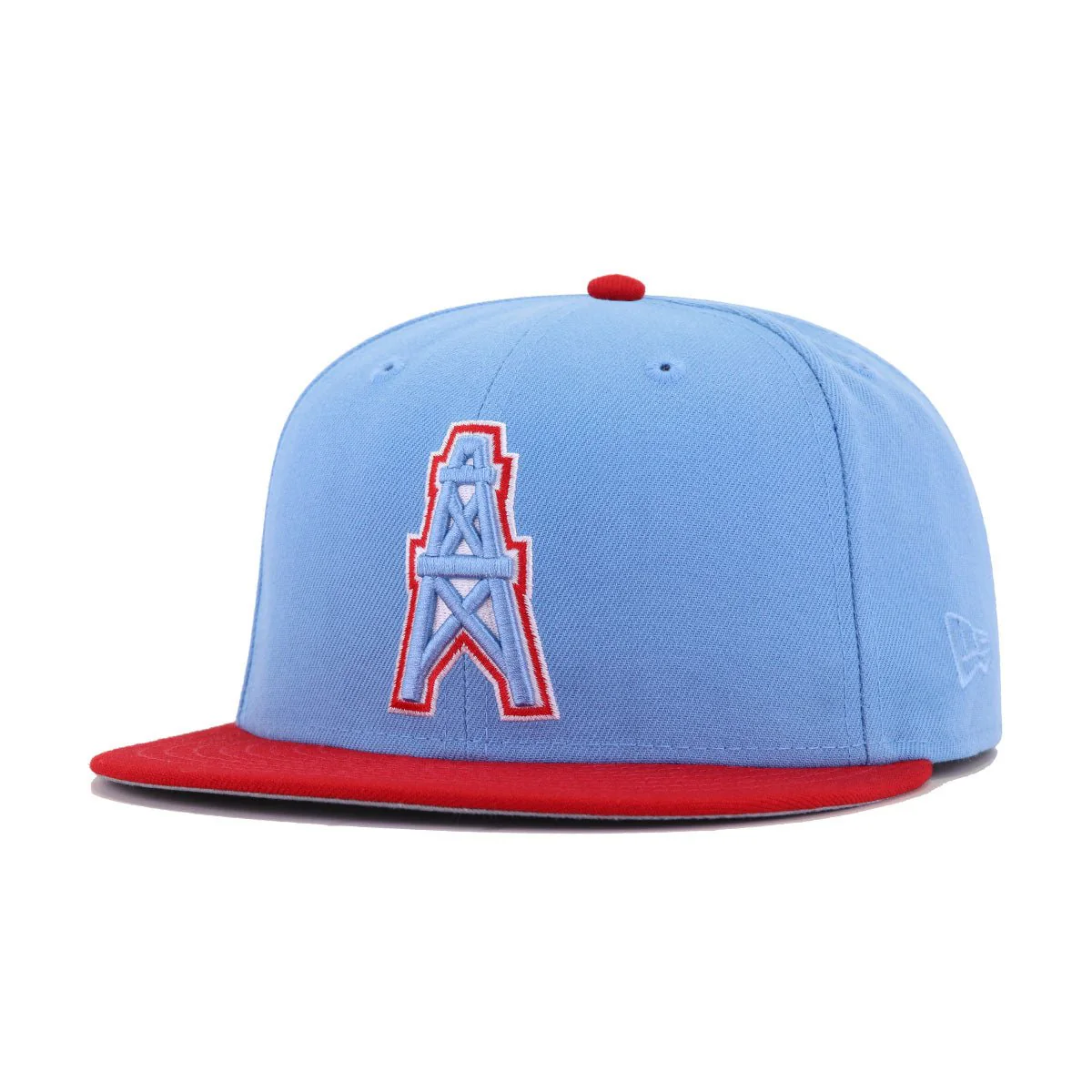 Houston Oilers Sky Blue Scarlet 50th Anniversary New Era 59Fifty Fitted