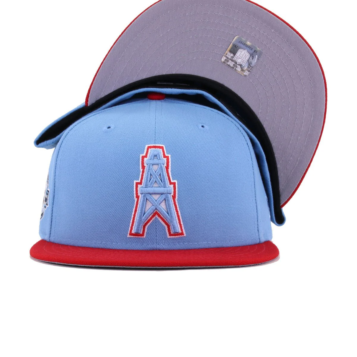 Houston Oilers Sky Blue Scarlet 50th Anniversary New Era 59Fifty Fitted - Image 5