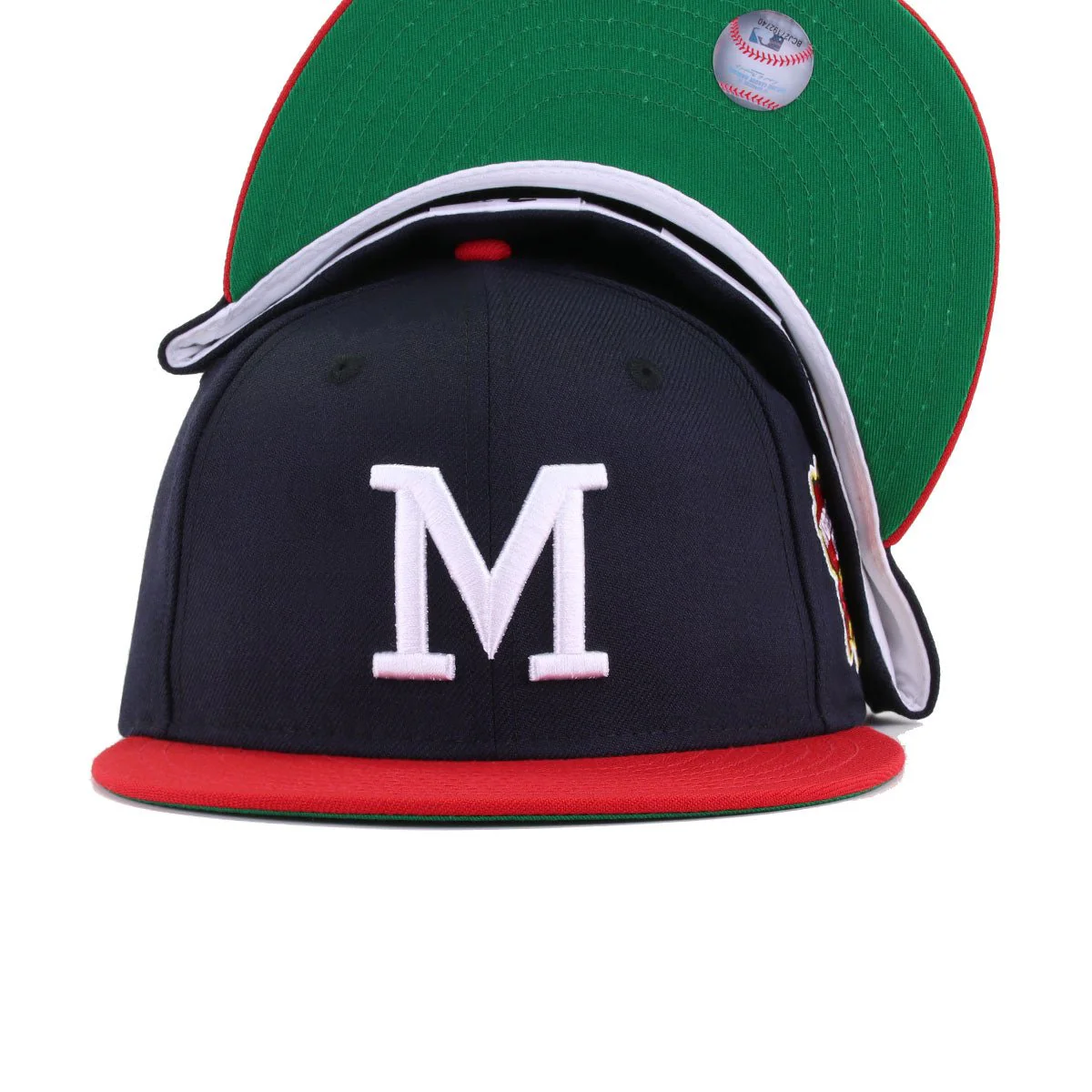Milwaukee Braves Navy Scarlet 1957 World Series Cooperstown Green Bottom New Era 59Fifty Fitted - Image 5