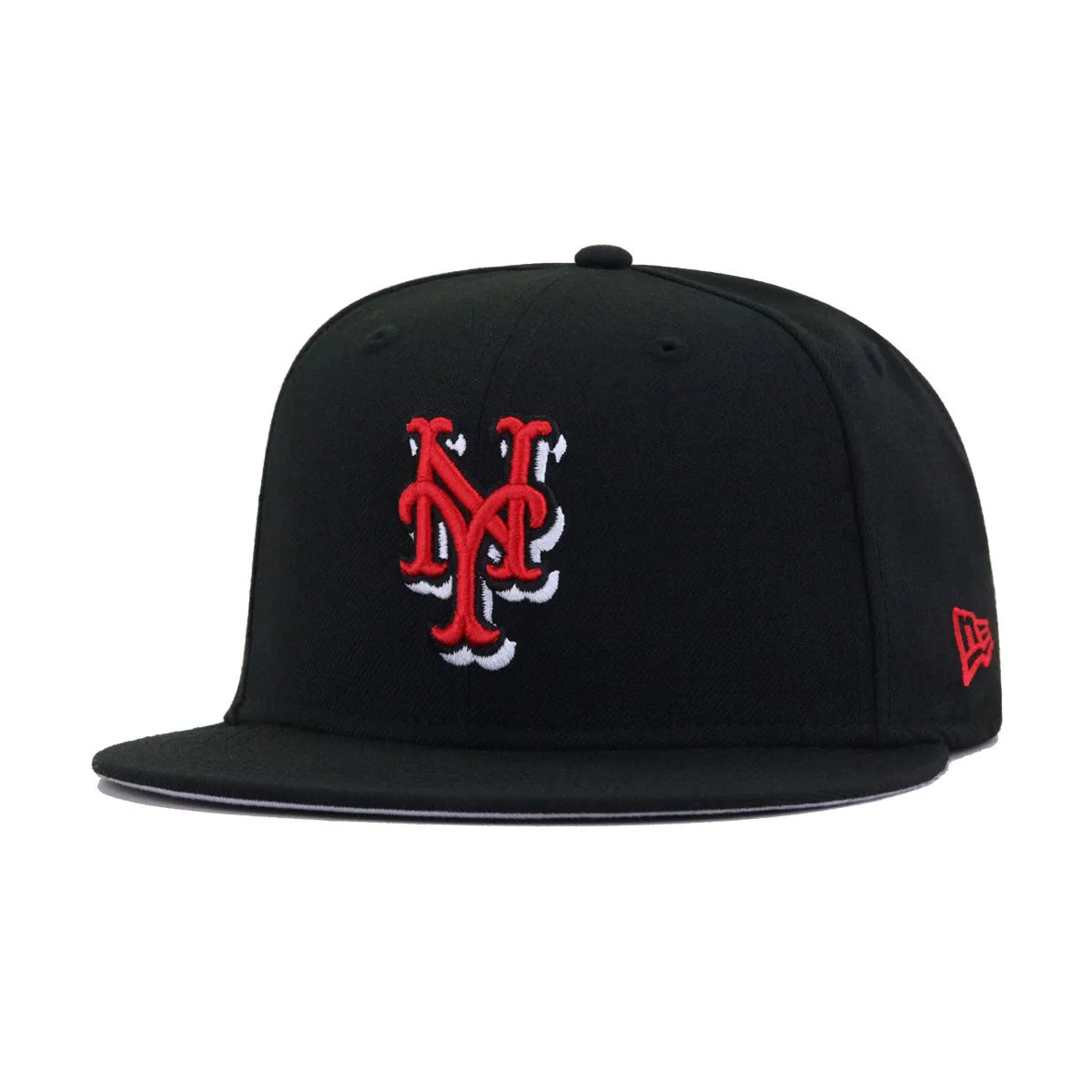 New York Mets Black Radiant Red Logo New Era 59Fifty Fitted