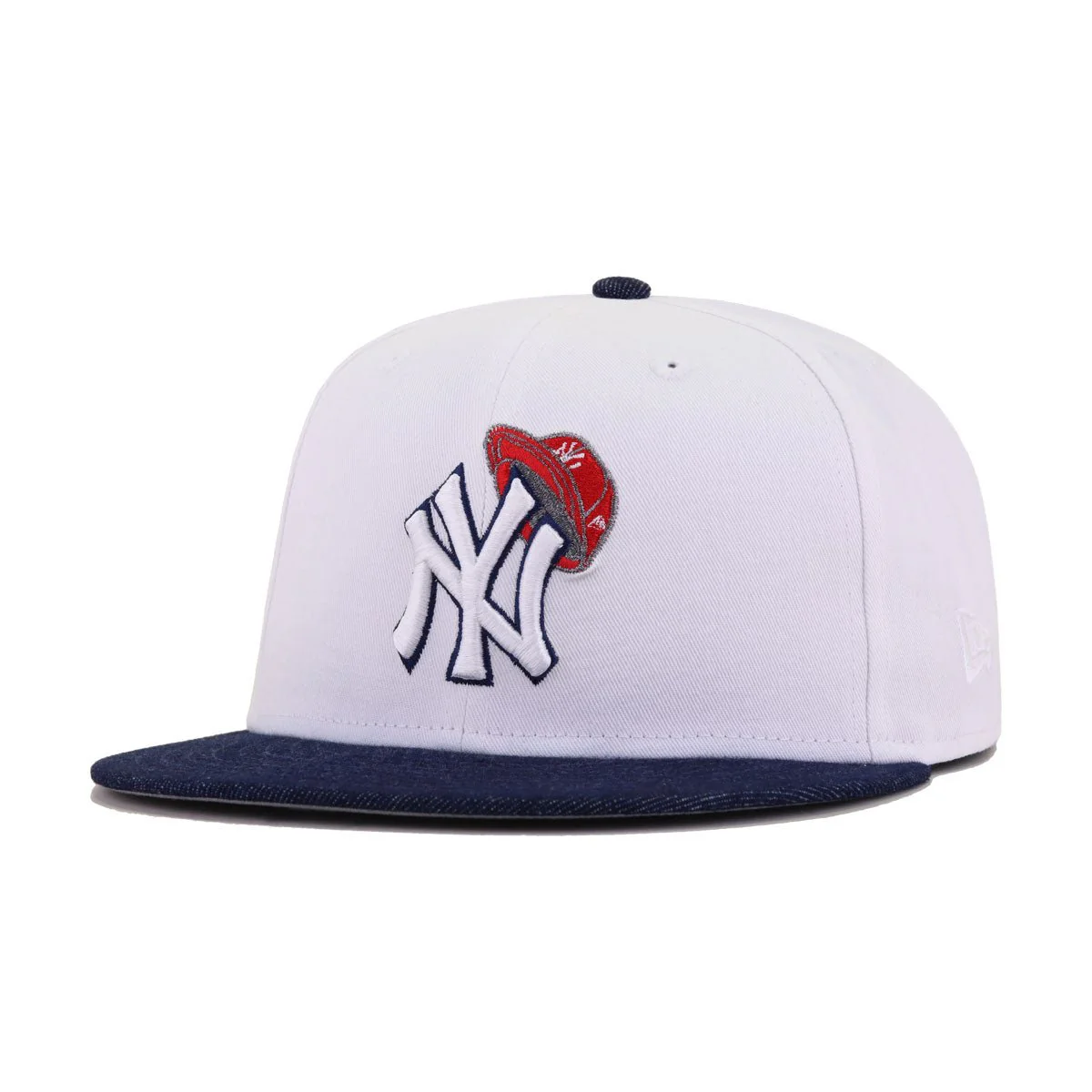 New York Yankees White Light Navy Denim New Era 59Fifty Fitted