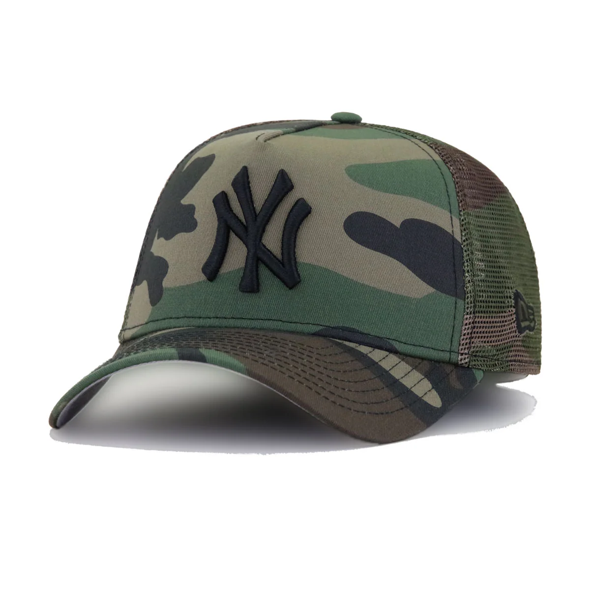 New York Yankees Woodland Camouflage New Era 9Forty A-Frame Trucker Snapback