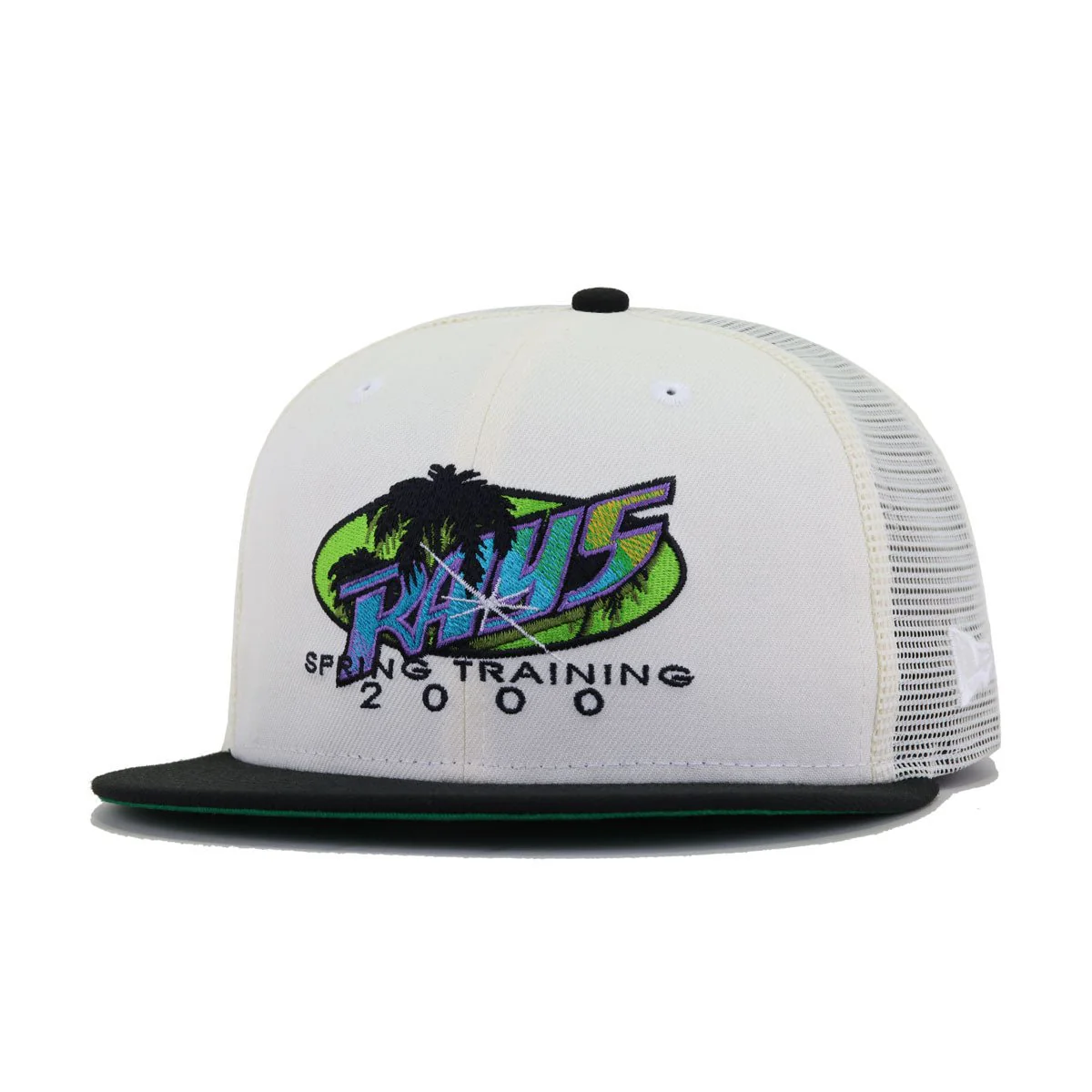 Tampa Bay Rays Chrome Trucker Mesh Black 2000 Spring Training Green Bottom New Era 59Fifty Fitted